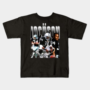 Bo Jackson Bo Knows Signature Vintage Legend Baseball Football Bootleg Rap Graphic Style Kids T-Shirt